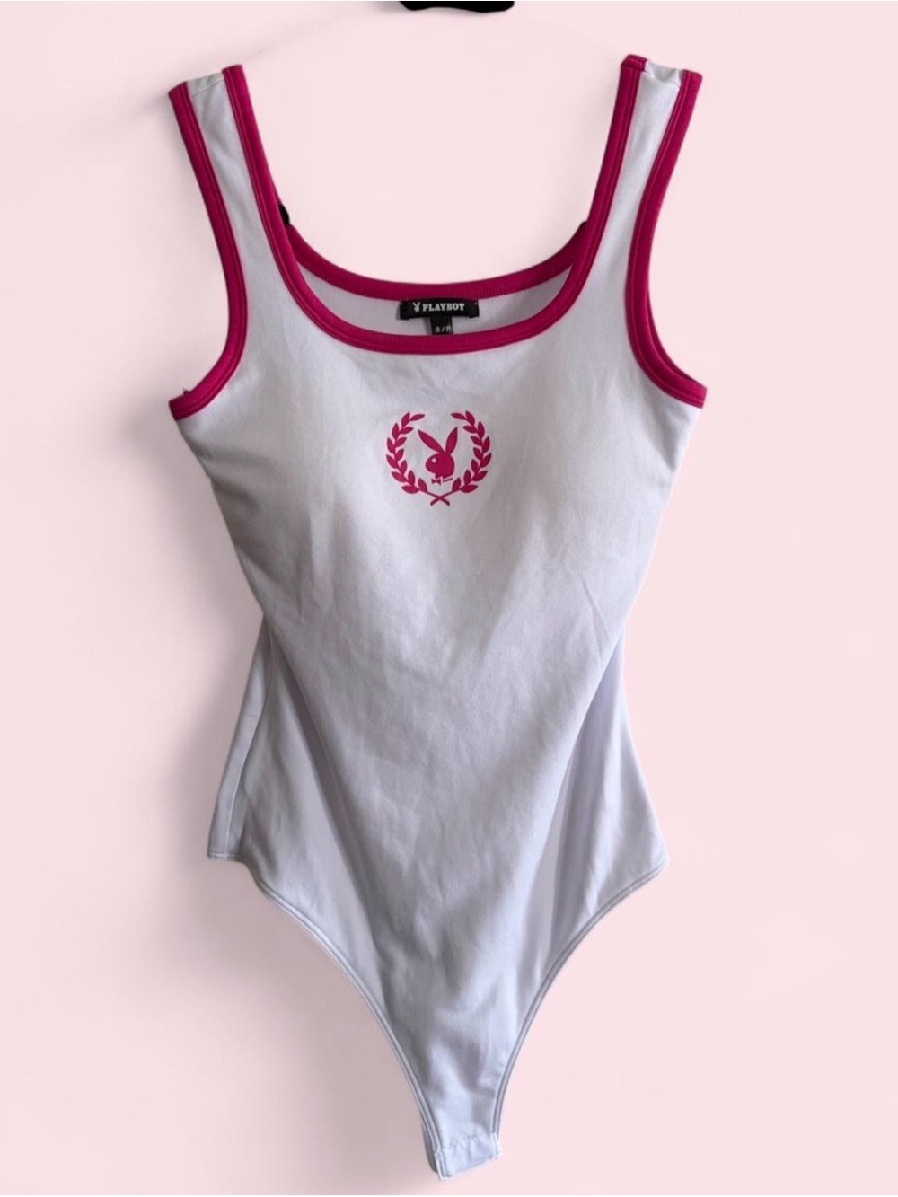PLAYBOY White Tank with Hot Pink Trim and Logo